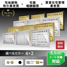 画像1: 宅地建物取引業者登録票＋宅建報酬額票(令和6年7月改訂版)+賃貸住宅管理業者票真鍮（C2801）製プレミアムゴールド3枚セット (1)