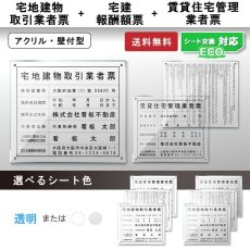 画像1: 宅地建物取引業者登録票＋宅建報酬額票(令和6年7月改訂版)+賃貸住宅管理業者票アクリル壁付け型3枚セット (1)