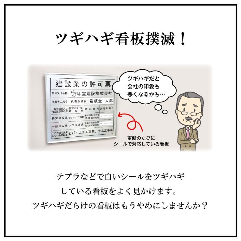 高価値セリー 登録電気工事業者届出済票 看板 標識額縁入り 額縁は４色から選べます