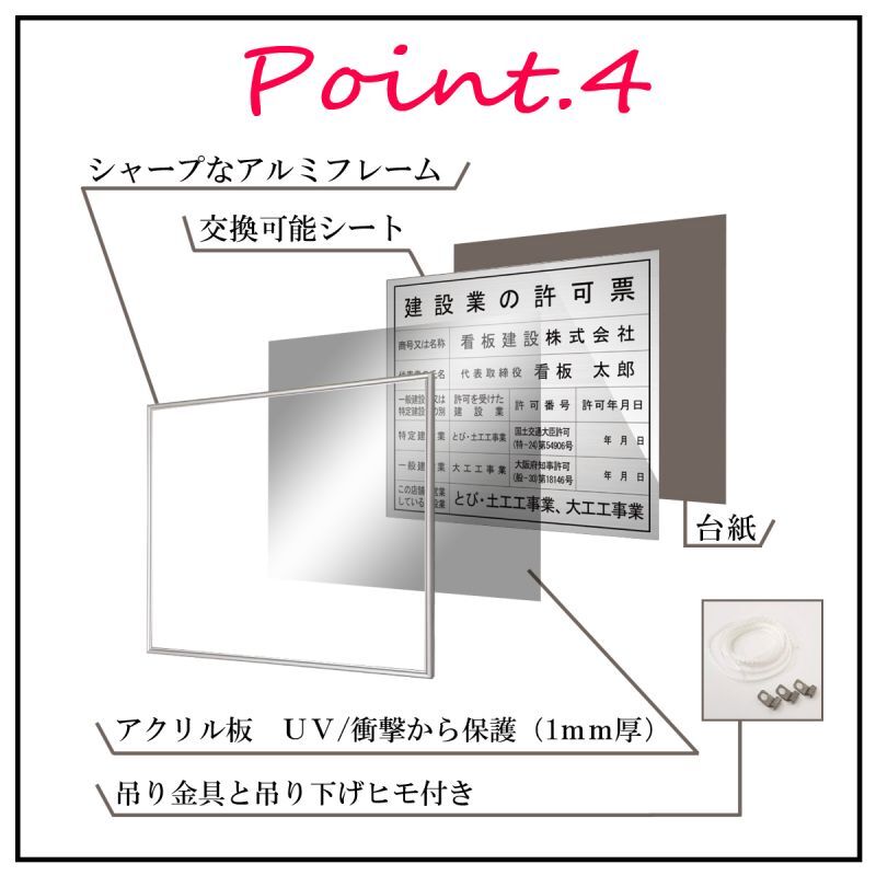 建設業許可票＋登録電気工事業者届出済票スタンダードシルバーセット｜法定看板堂