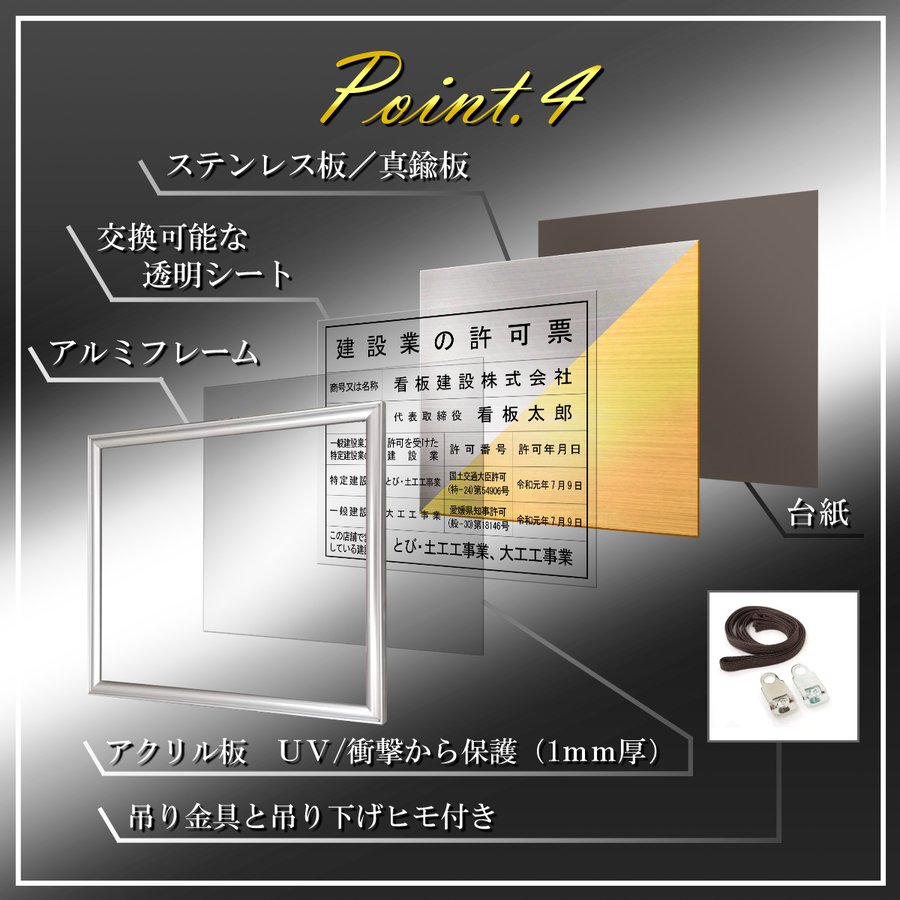 期間限定送料無料】 建設コンサルタント登録票 建設業の許可票 アクリル製 プレート看板 業者票 建設票 許可票 事務所 法定看板 看板 建設業許可票  選べる4書